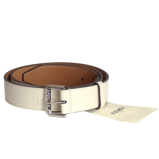 FENDI- NWT White Cintura Monogram Leather Belt, W-38