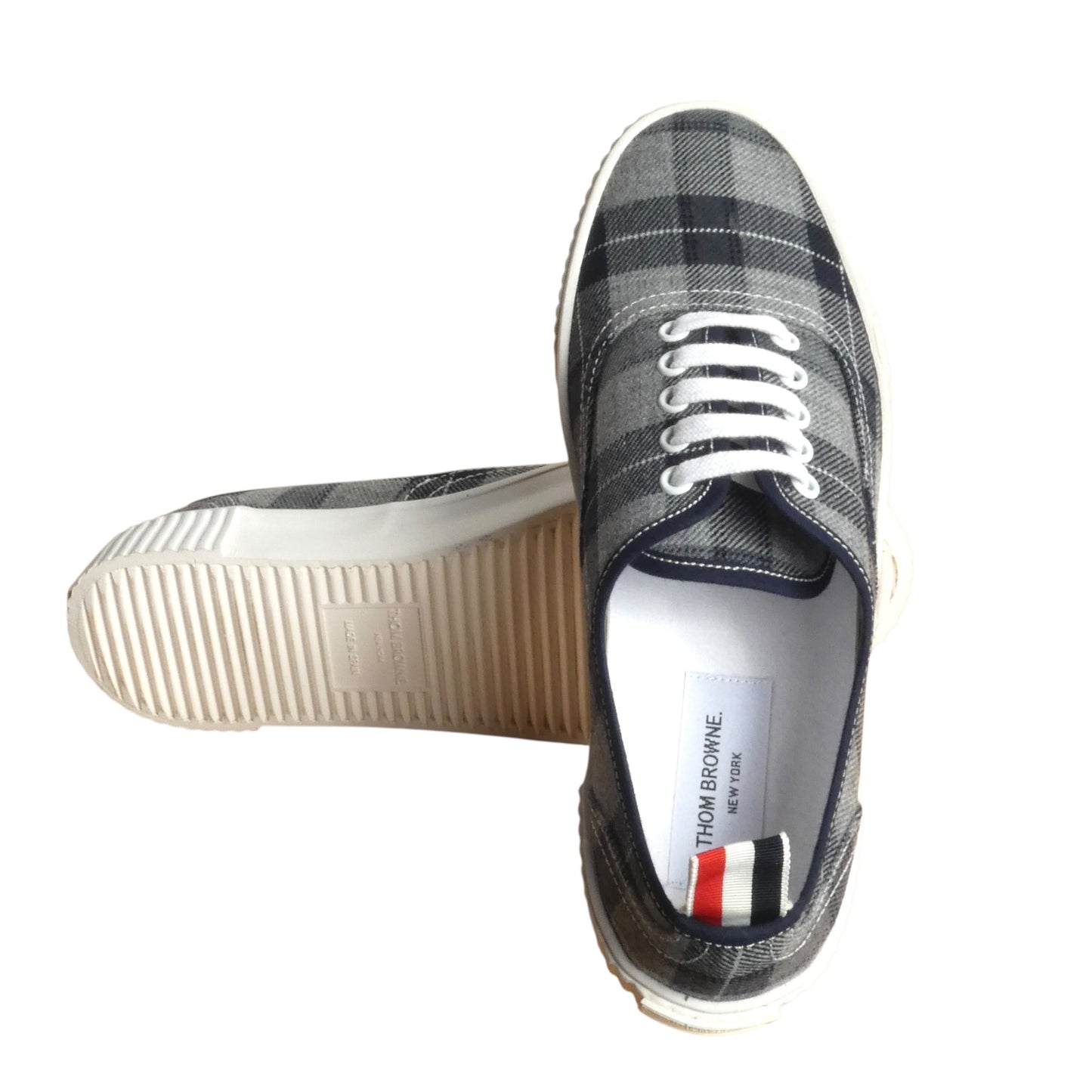 THOM BROWNE-NWT Tartan Wool Heritage Trainers, Size-8