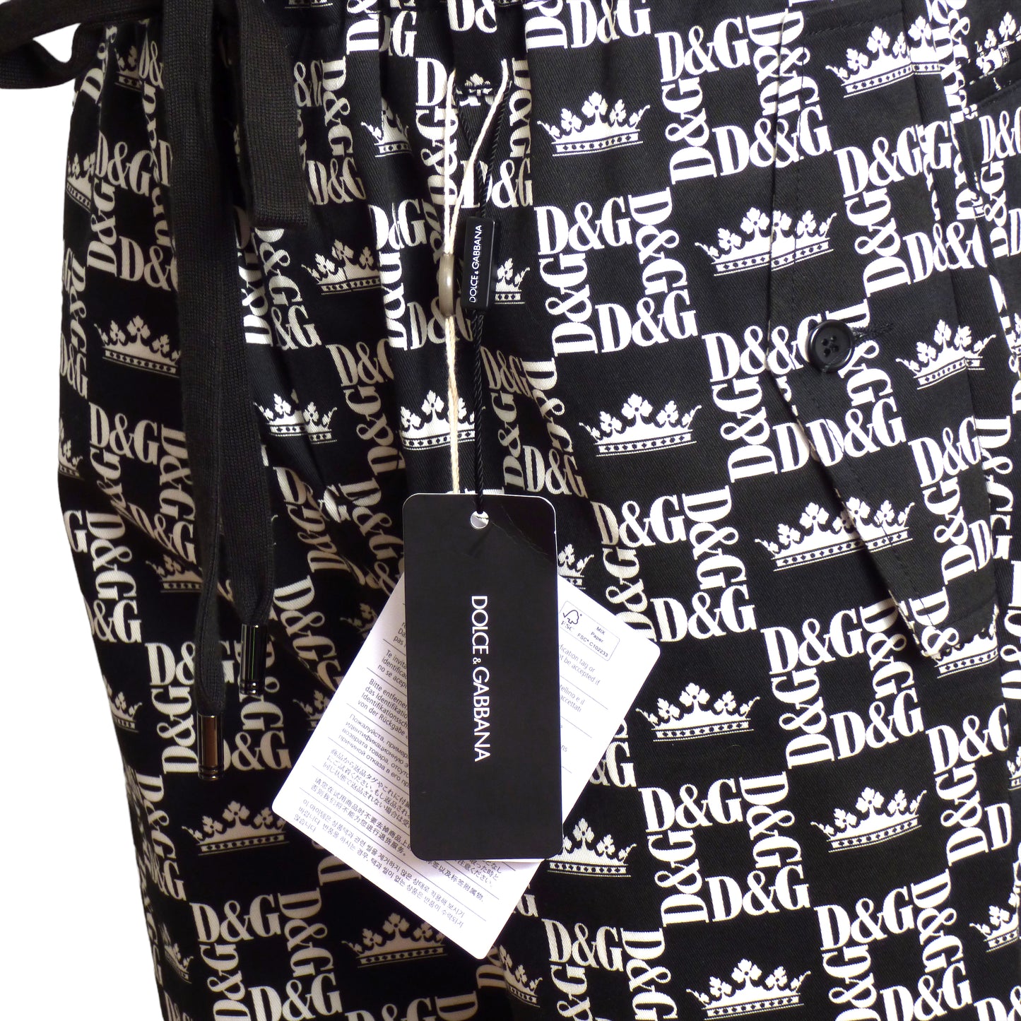 DOLCE & GABBANA- NWT Cotton Print Jogging Pants, Size Small