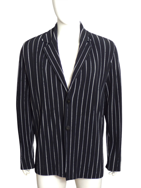 ISSEY MIYAKE- Pleated Stripe Blazer, Size XL