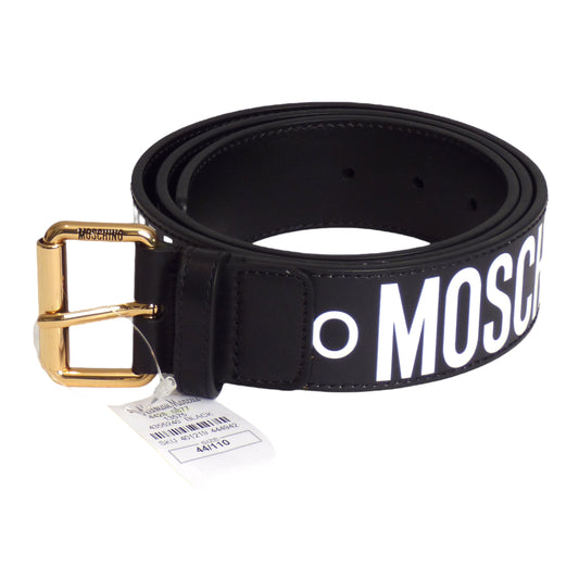 MOSCHINO- NWT Black Monogram Leather Belt, W-36