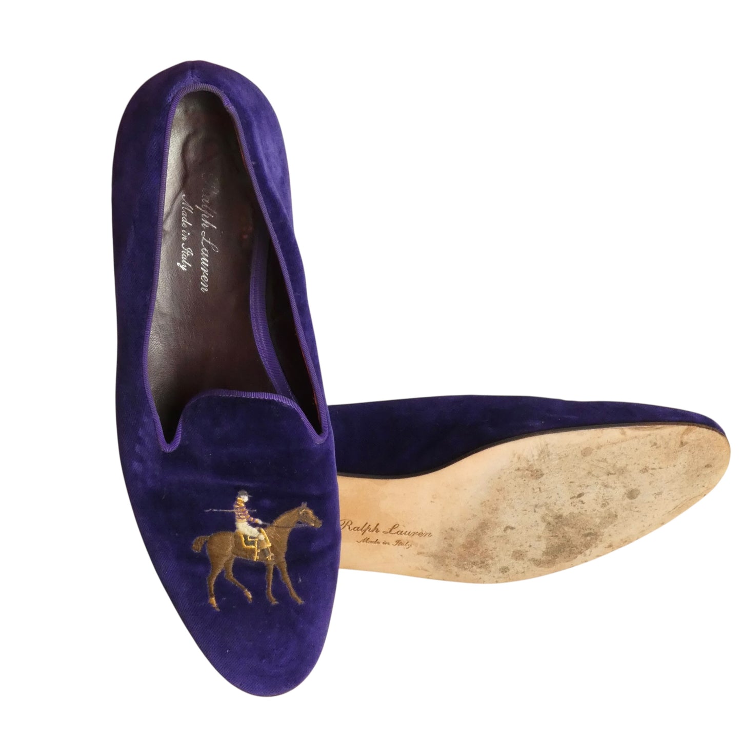 Velvet Embroidered Slippers, Size-10