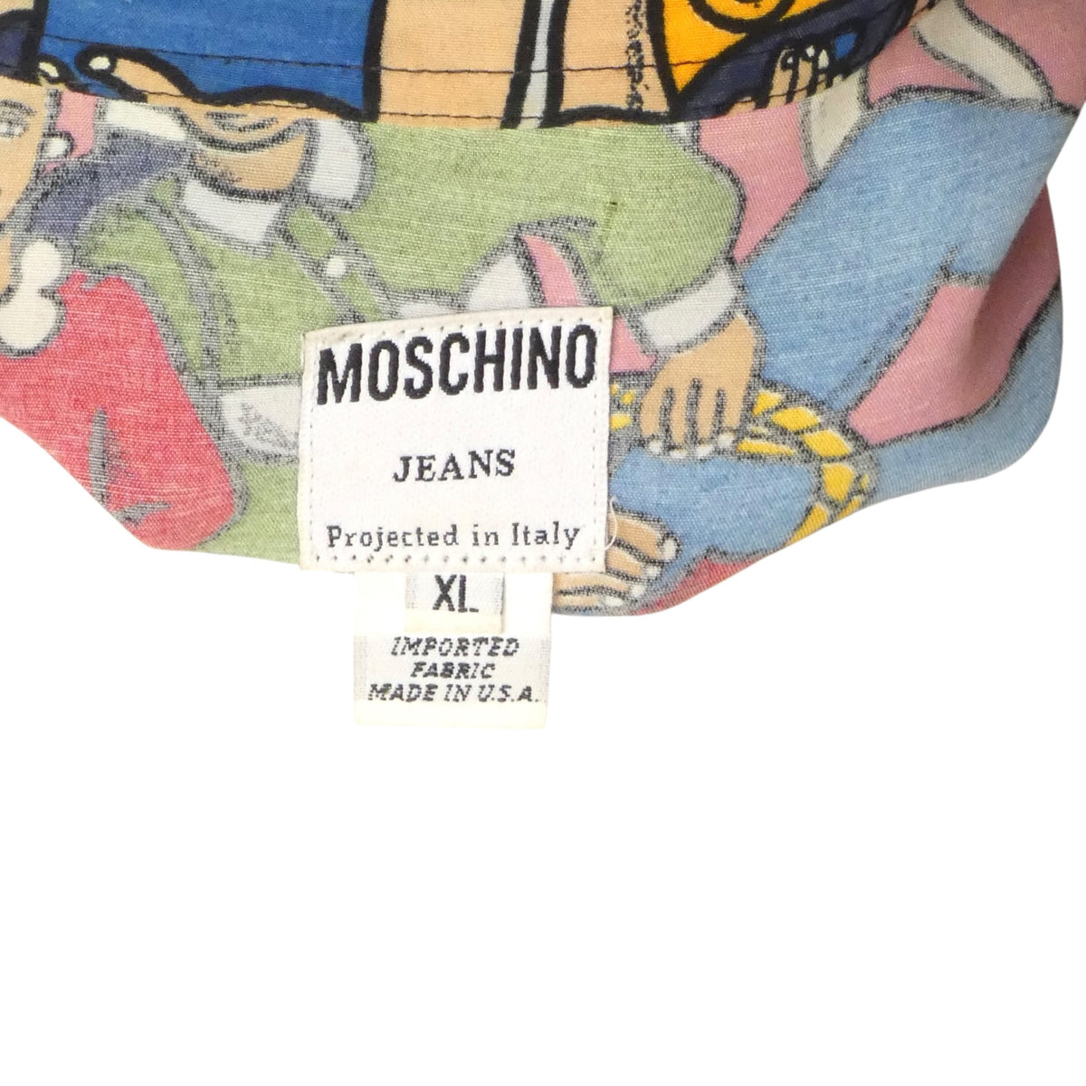 MOSCHINO JEANS - 1980s Rayon Character Print Shirt, Size-XLarge