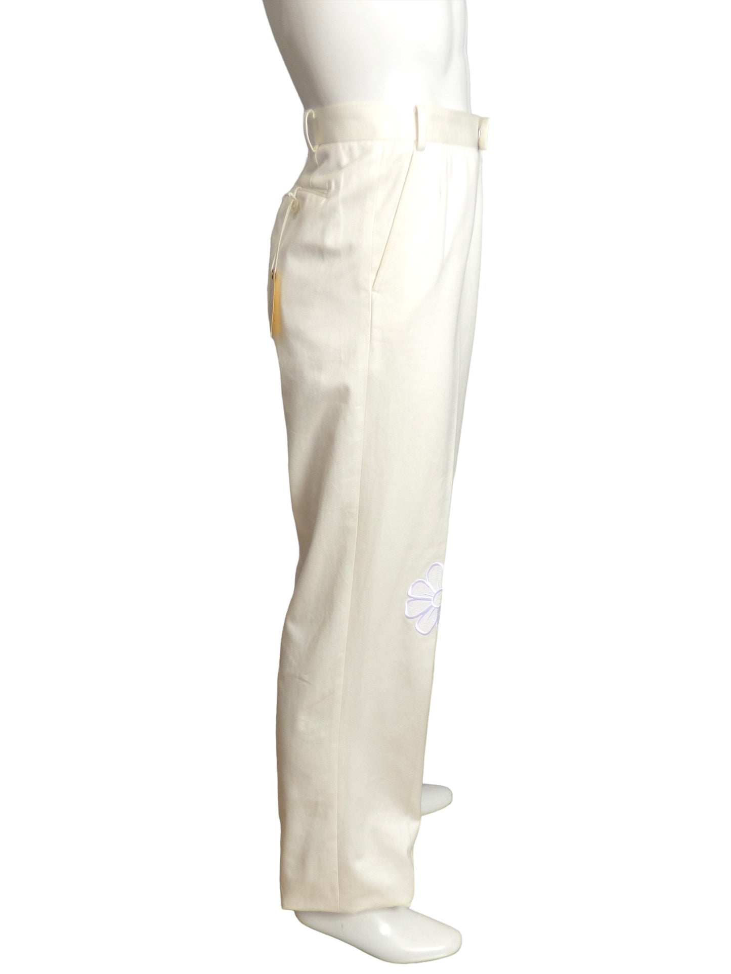 THOM BROWNE- NWT 2022  Ivory Cotton Floral Trousers, W-32