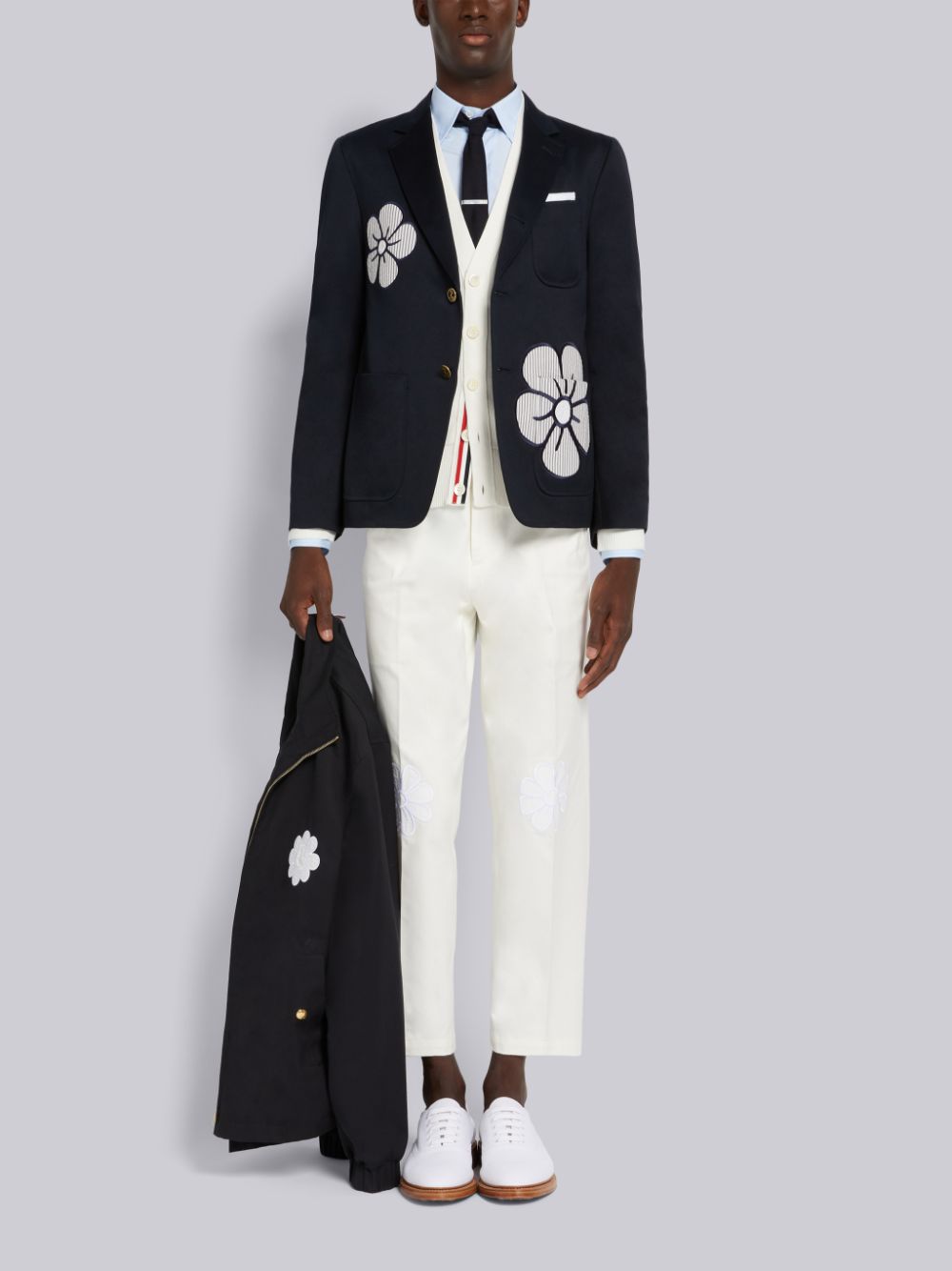 THOM BROWNE- NWT 2022  Ivory Cotton Floral Trousers, W-32