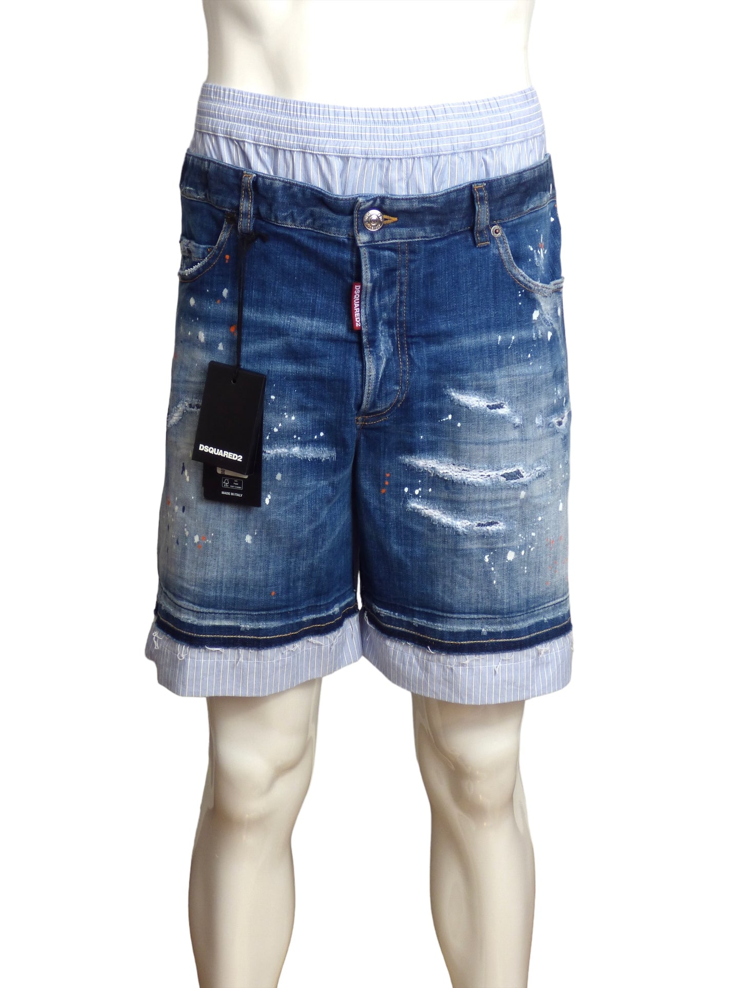 DSQUARED2- NWT Boxer Denim Front Shorts, W-38