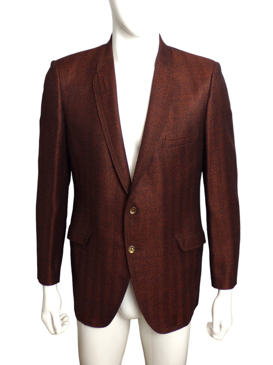 1960s Burgundy & Black Wool Blazer, Size 44