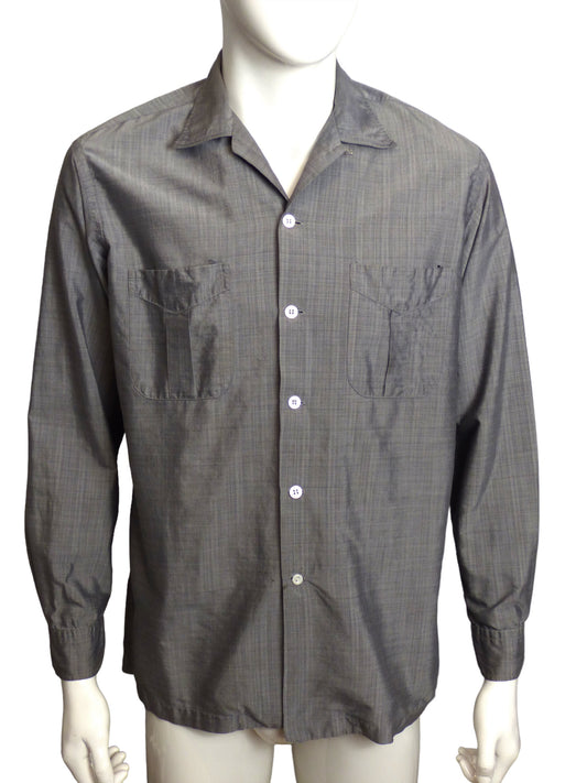 1950s Gray Cotton Shirt, Size Large