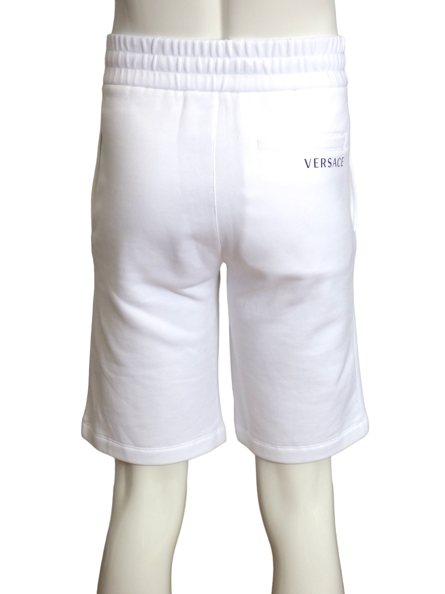 VERSACE- NWT 2022 White Cotton Logo Shorts, Size XS