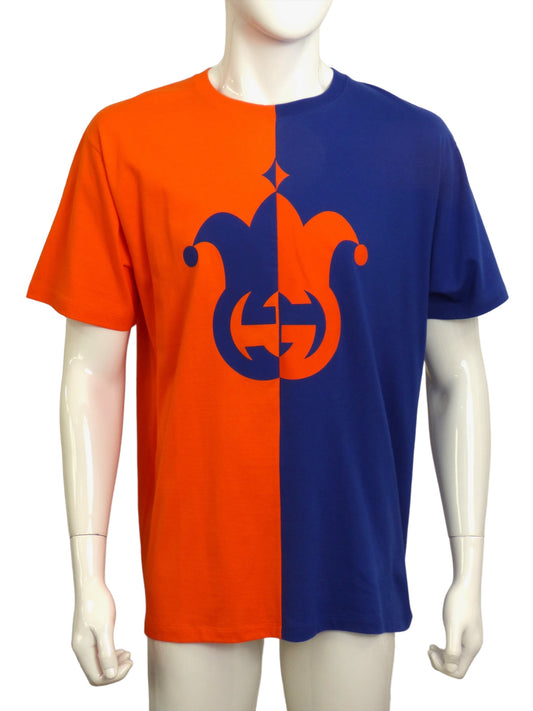 GUCCI- NWT 2022 Orange & Blue Jester T-Shirt, Size Large