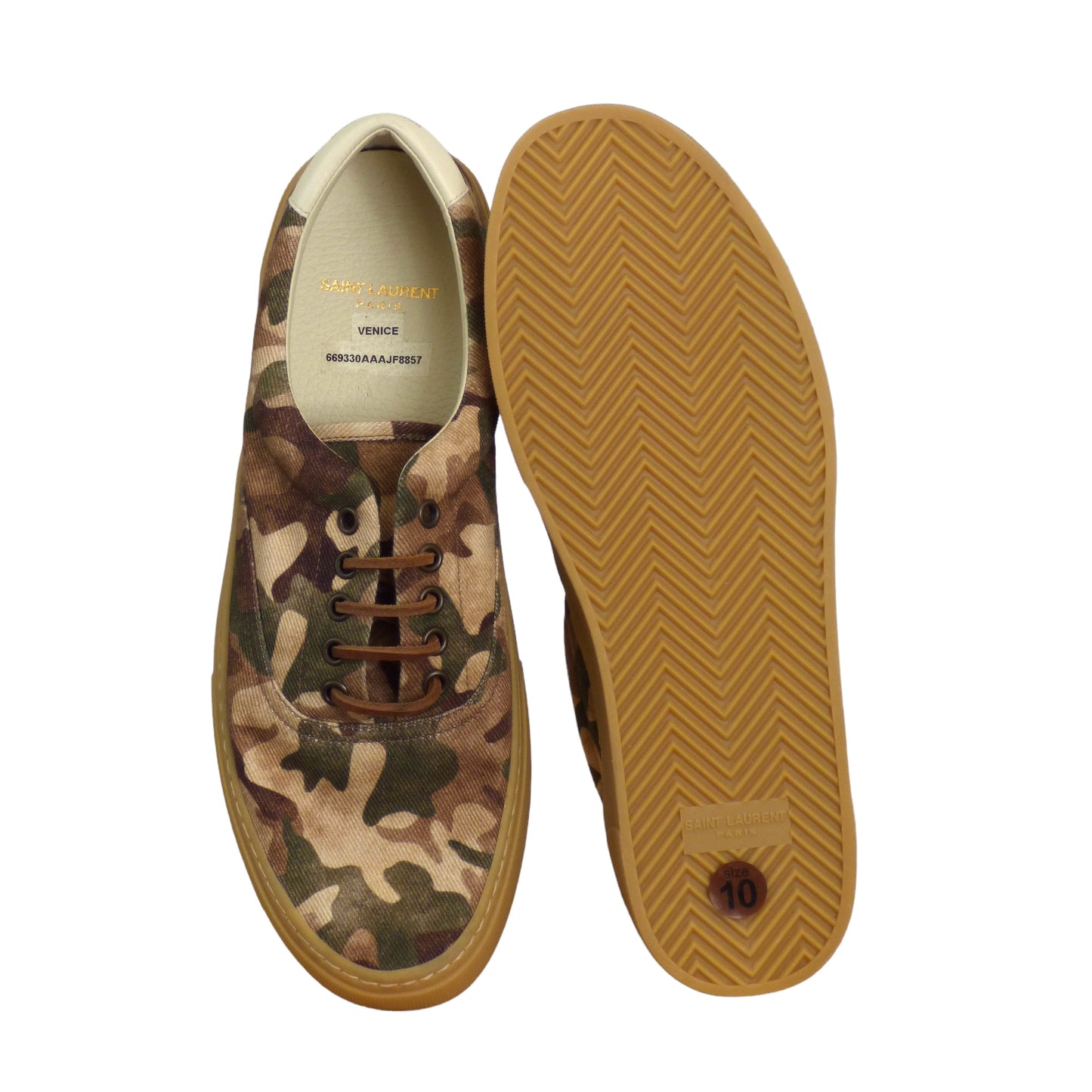 SAINT LAURENT- Venice Camouflage Canvas Sneakers, Size 43.5