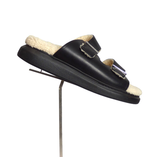 ALEXANDER MCQUEEN-NWT Shearling & Leather Sandals, Size 42