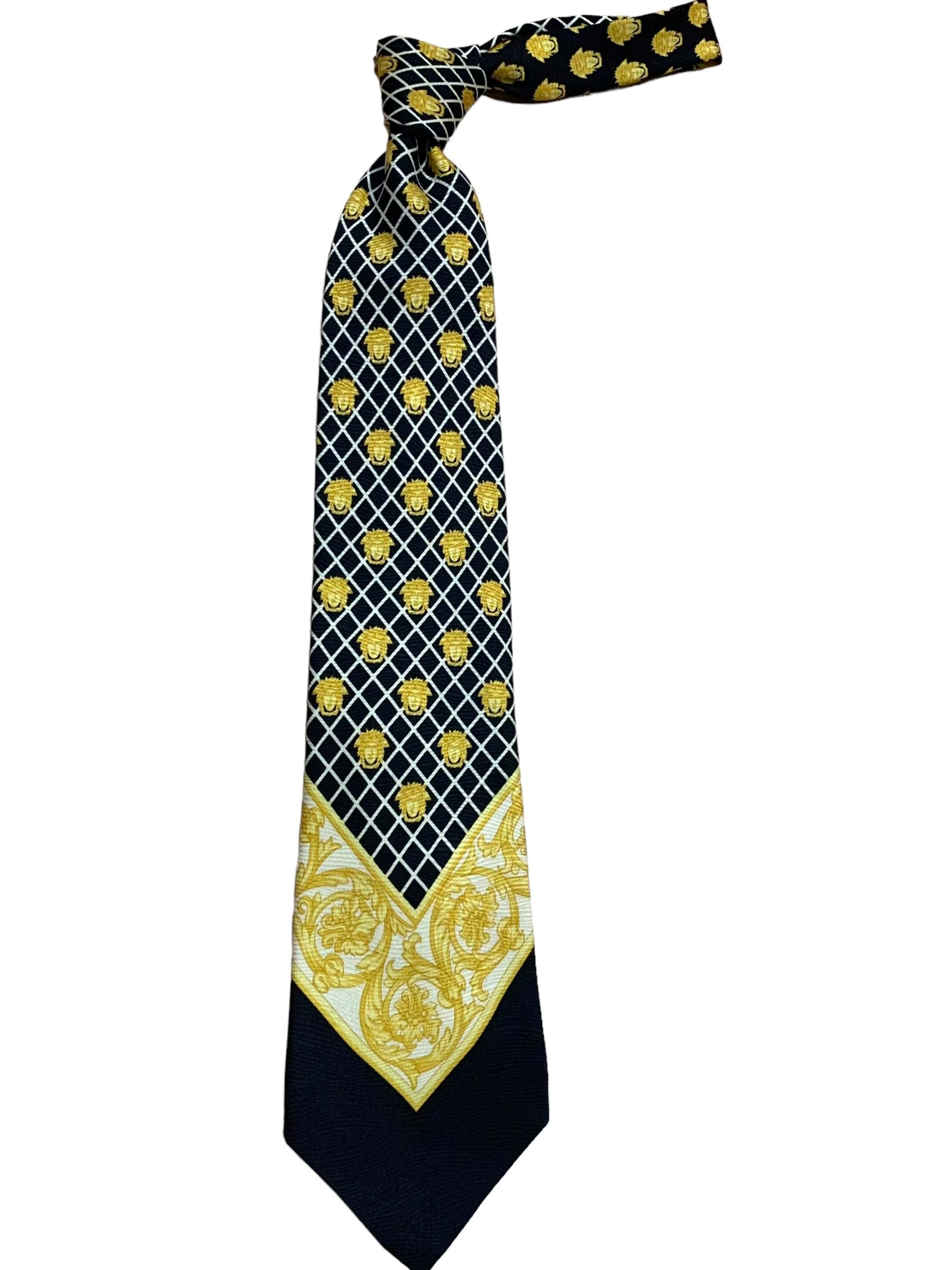 Versace Vintage Silk Tie with 2024 Iconic Medusa Head