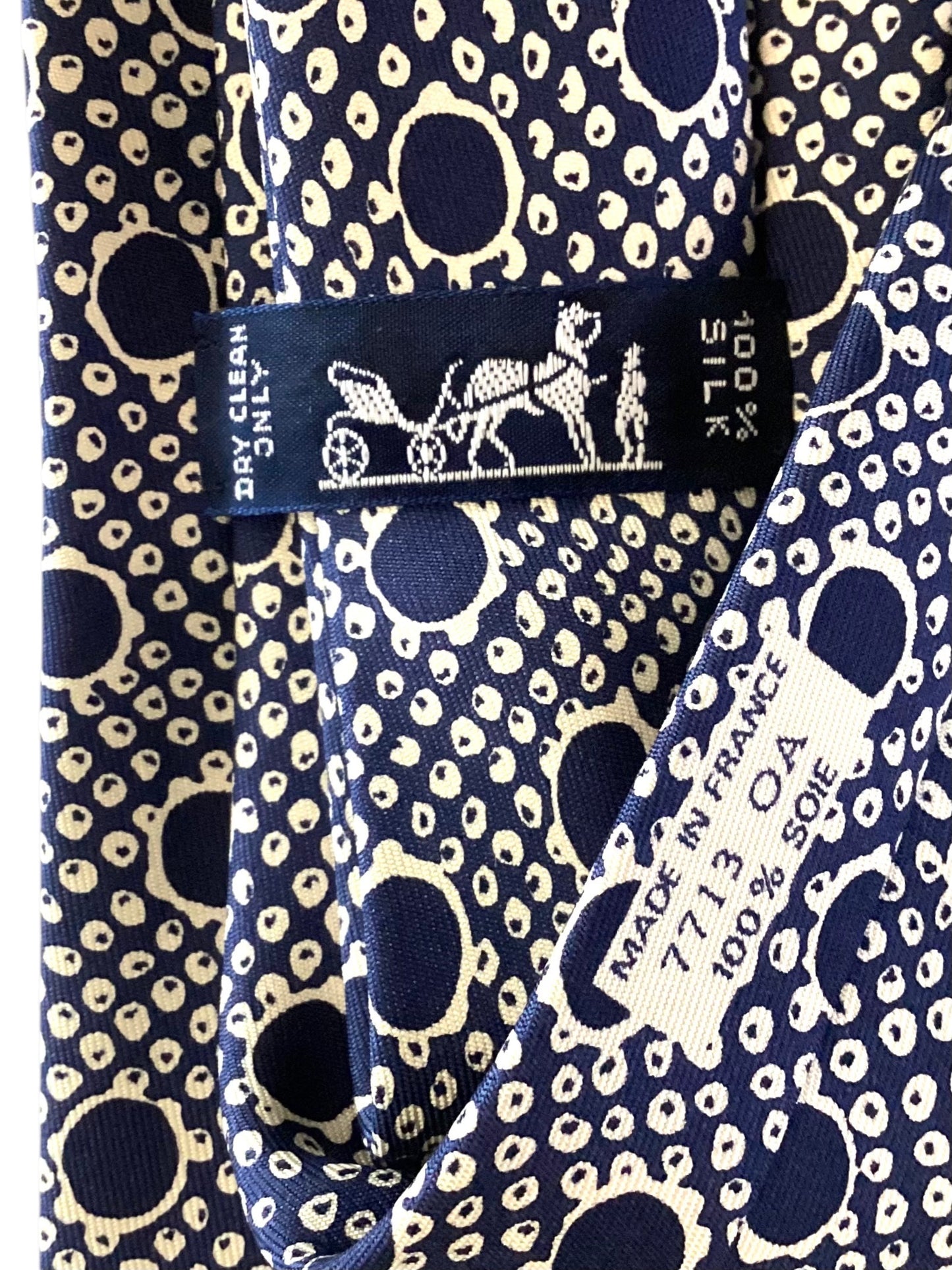 Navy Silk Print Tie