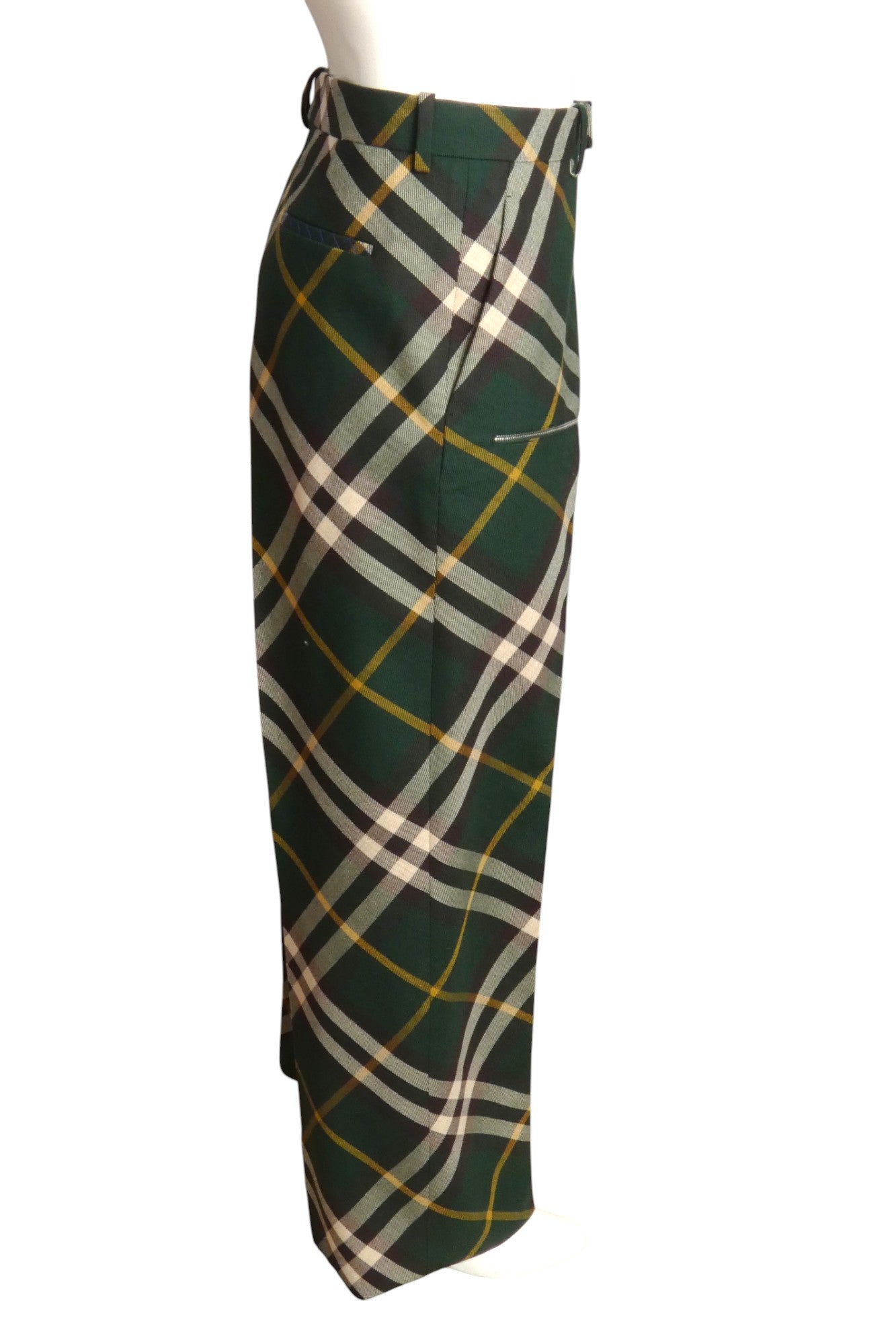 BURBERRY- NWT 2024 Green Wool Plaid Trousers, Waist-36