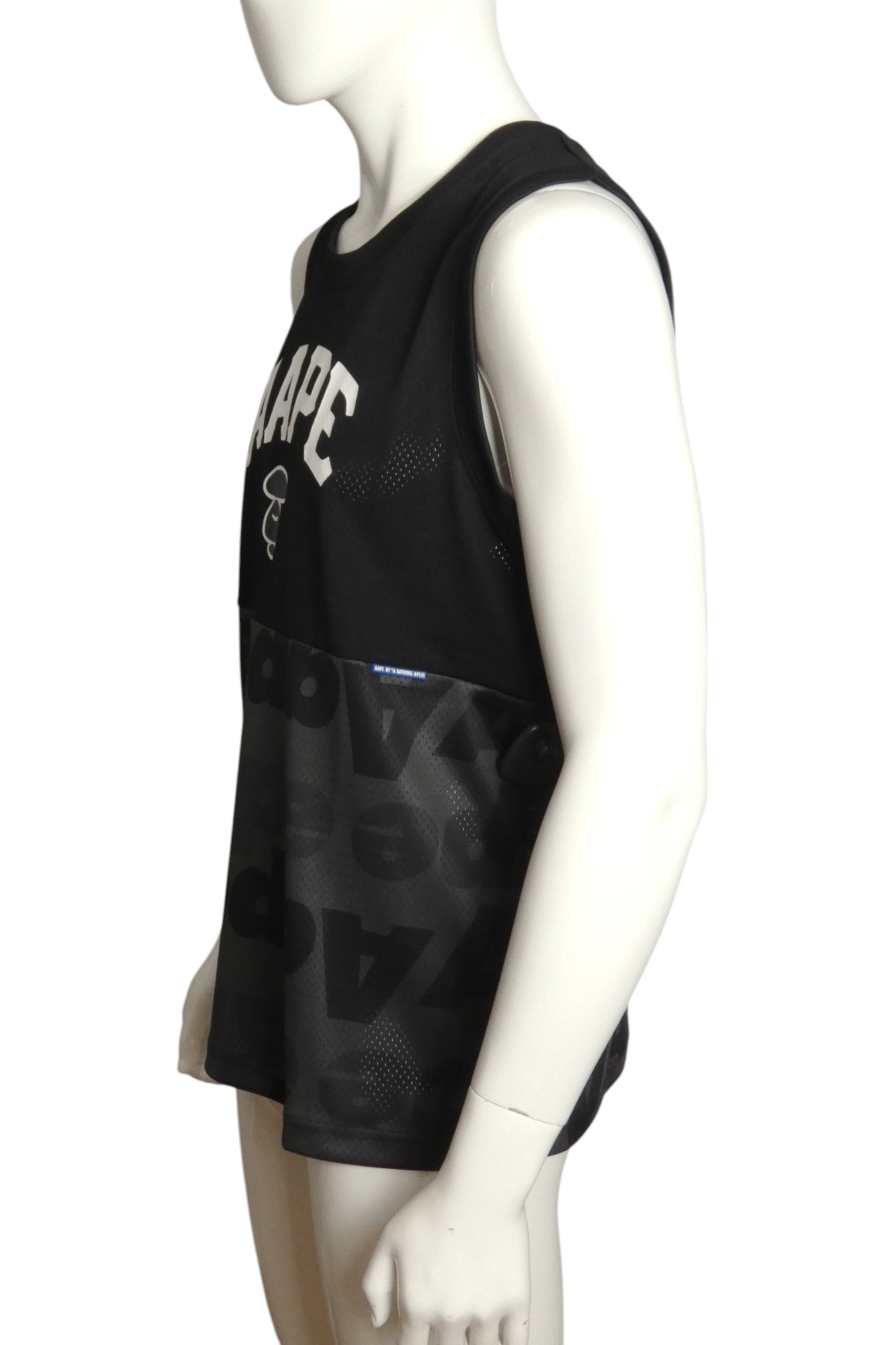 AAPE- NWT Black Graphic Print Mesh Tank Top, Size Small