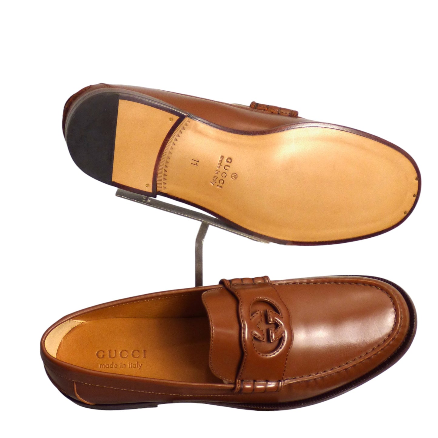 GUCCI- NIB Chestnut Millennial Ribot Loafer, Size US-11 1/2