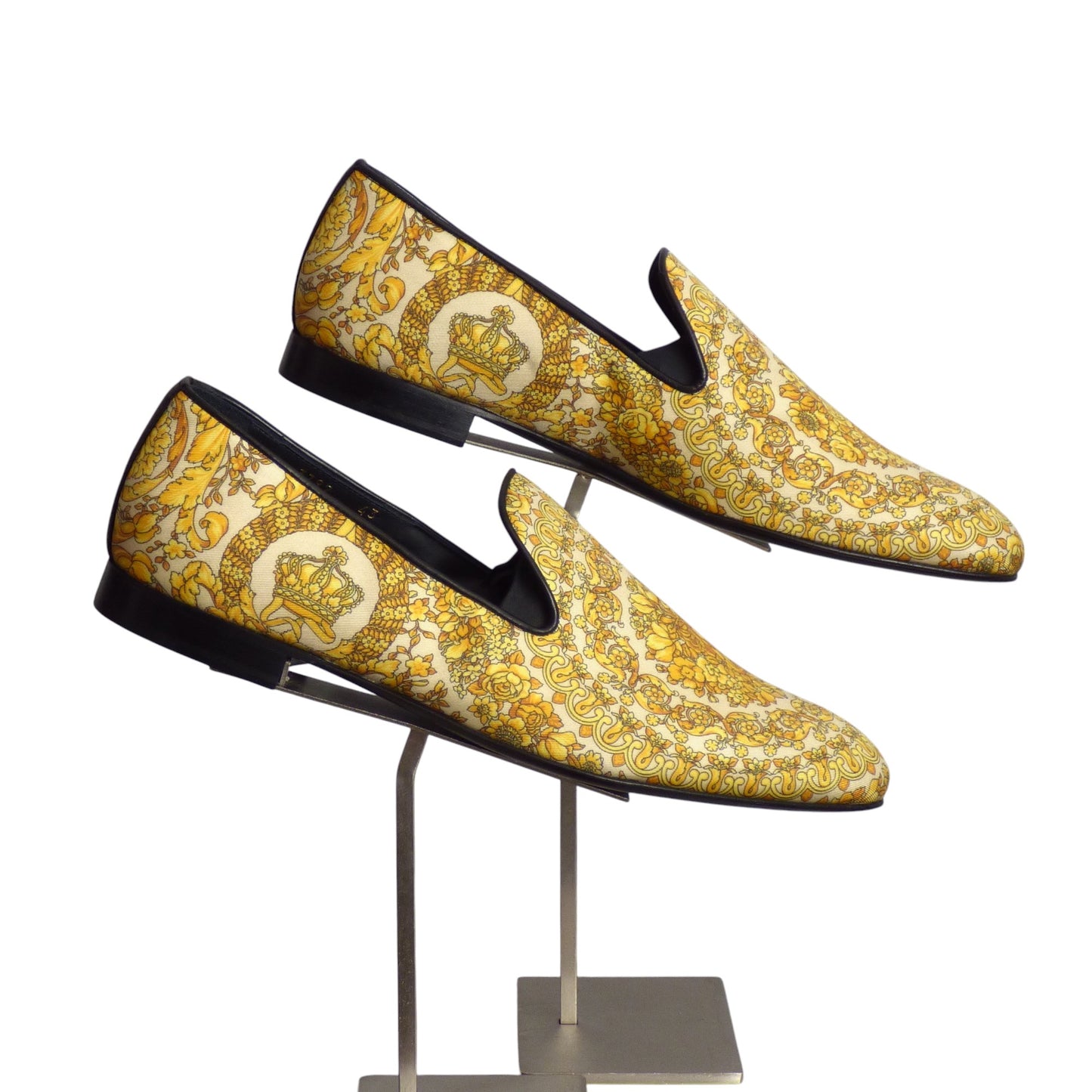 VERSACE-NIB Baroque Silk Twill Slippers, Multiple Sizes Available