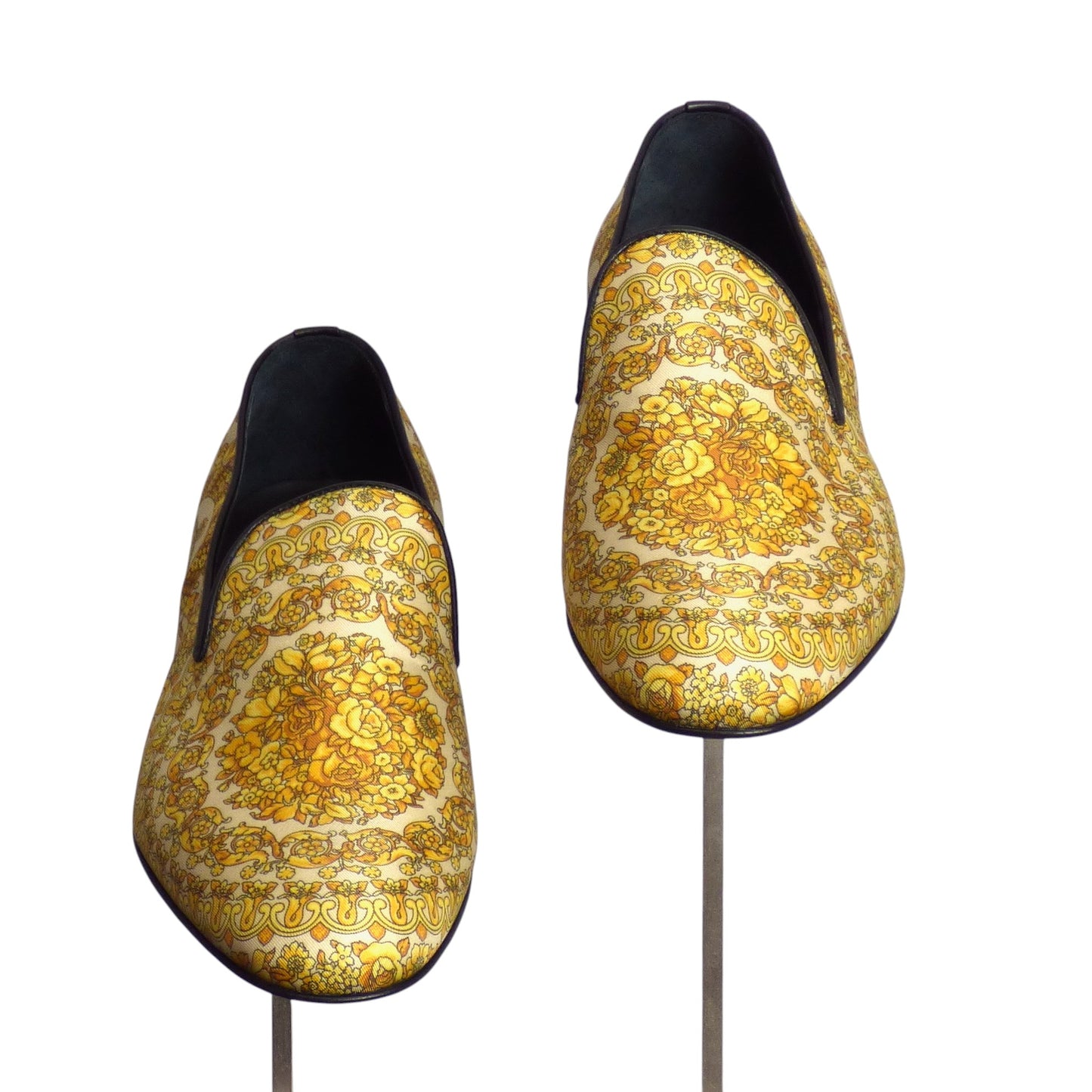 VERSACE-NIB Baroque Silk Twill Slippers, Multiple Sizes Available