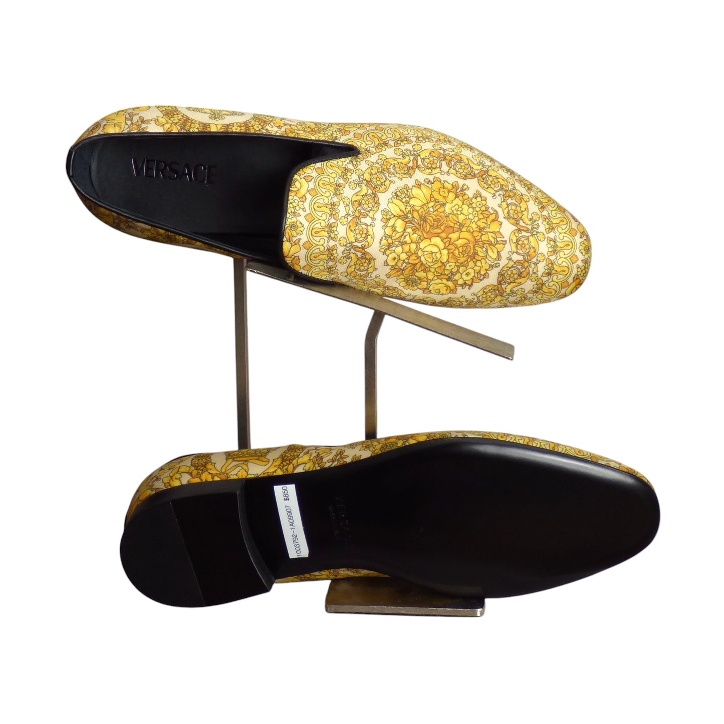 VERSACE-NIB Baroque Silk Twill Slippers, Multiple Sizes Available
