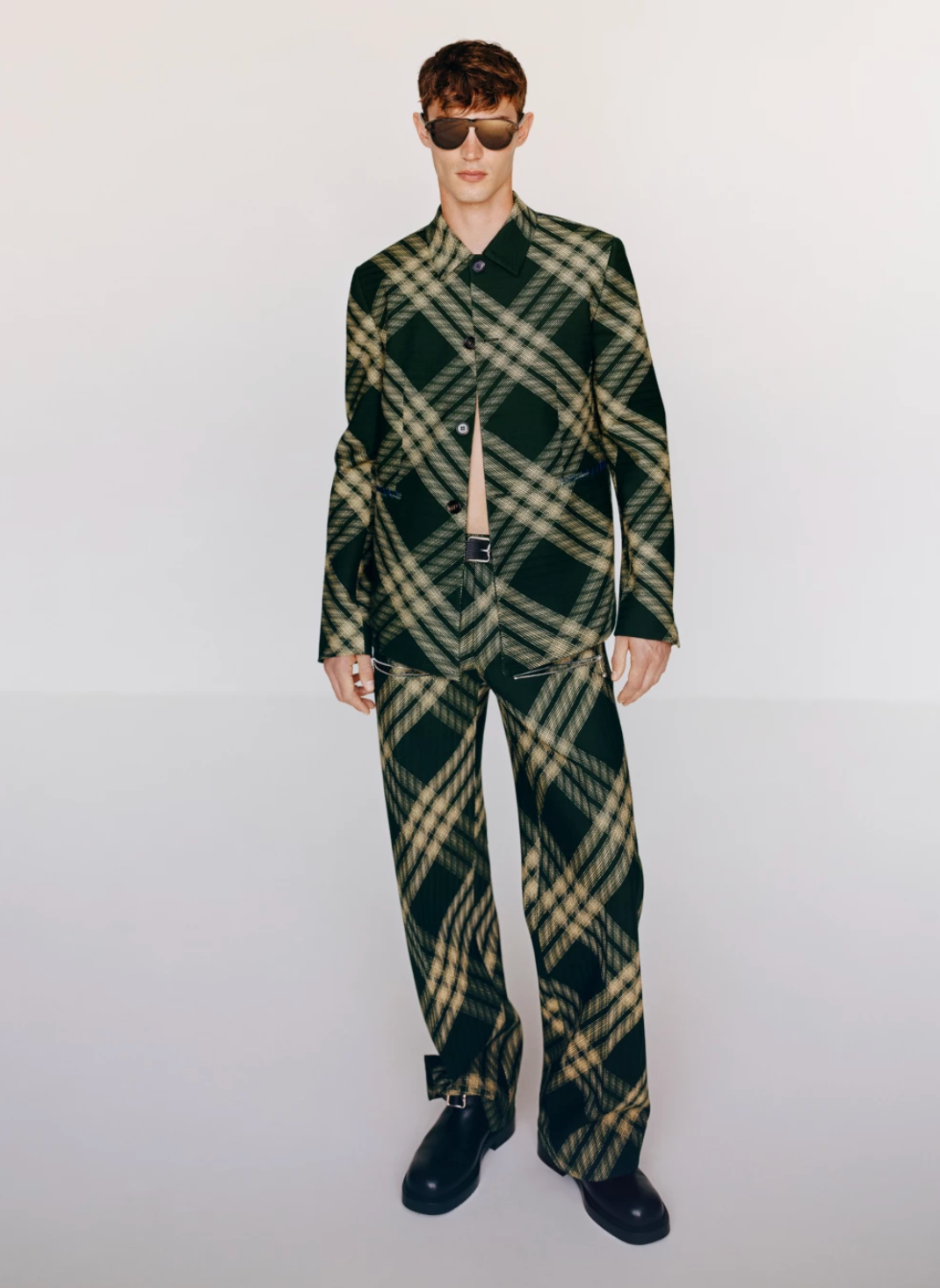 BURBERRY- NWT 2024 Green Wool Plaid Trousers, Waist-36