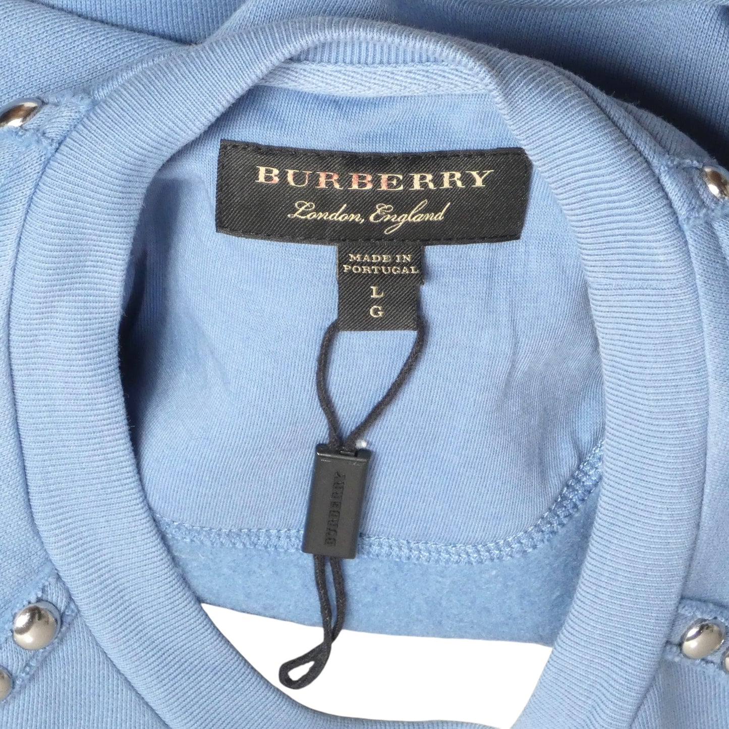 BURBERRY PRORSUM - Blue Cotton Studded Sweatshirt, Size-Large