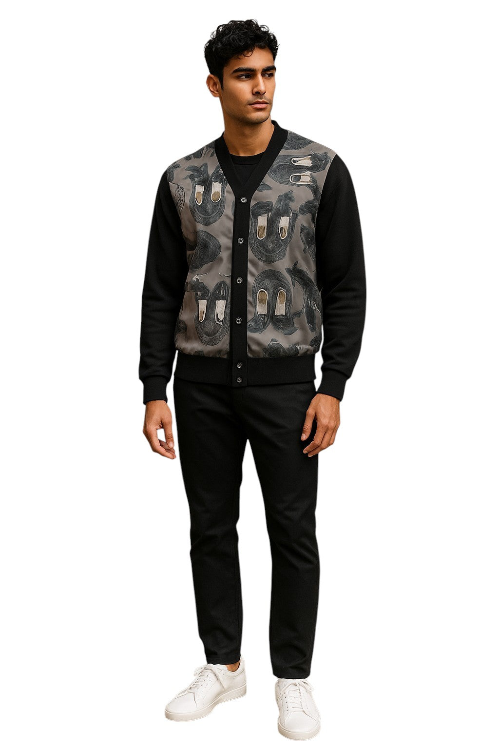 COMME DES GARCONS HOMME PLUS- NWT 2021 Shoe Print Cardigan, Size Medium