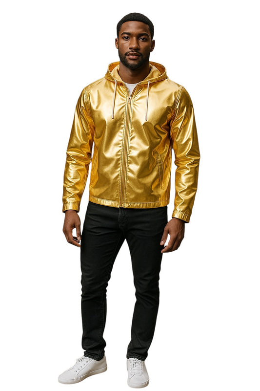 BLACK COMME DES GARCONS- NWT 2019 Gold Metallic Hooded Jacket, Size Small