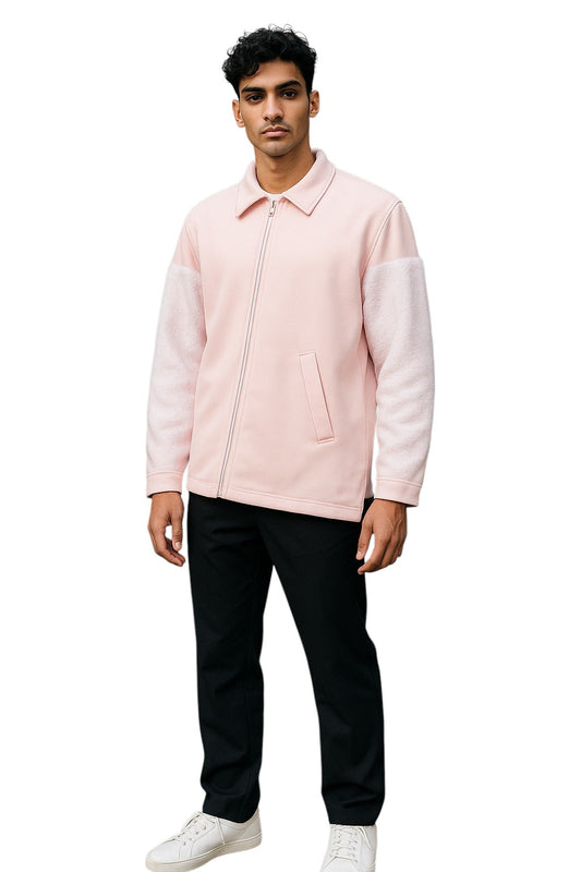 COMME DES GARCONS HOMME PLUS-NWT 2019 Pink Knit & Fur Jacket, Size Medium