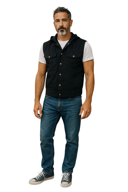 JUNIOR GAULTIER- AS IS 1980s Denim Hoodie Vest, Size Medium