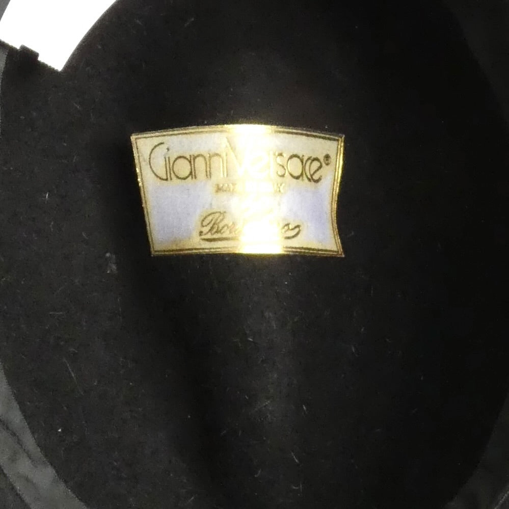 GIANNI VERSACE - 1980s Black Wool Borsolino Fedora, Size 7 1/8