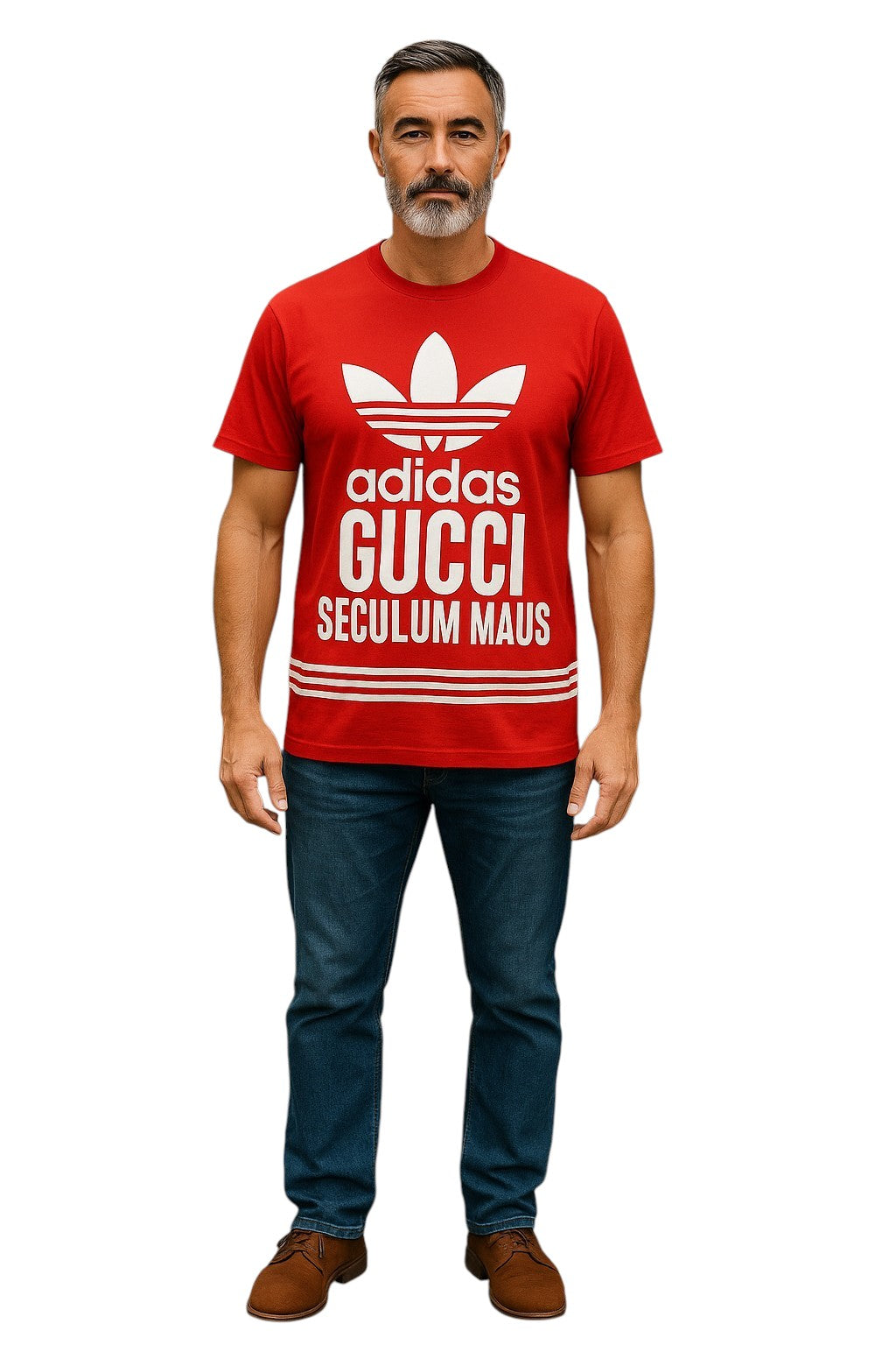 GUCCI x ADIDAS- NWT 2022 Red Logo Print T-Shirt, Size Medium