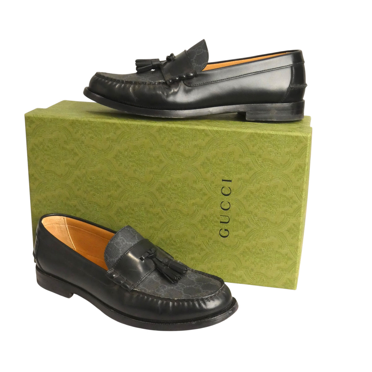 GUCCI - Black Millennial Ribot Supreme Loafers, Size-UK 9.5