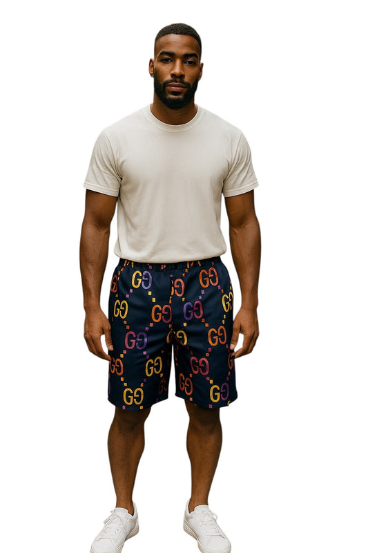 GUCCI- NWT 2022 Silk Logo Print Lounge Shorts, Waist-32