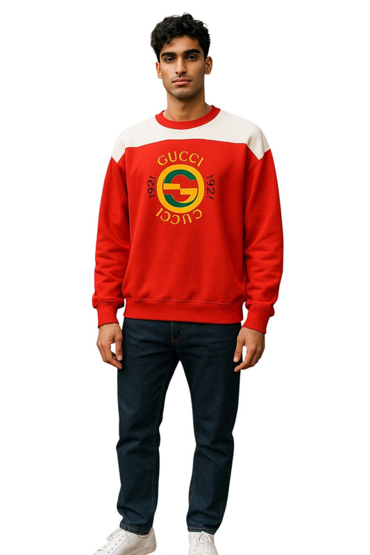 GUCCI- NWT 2023 Red & Ivory Logo Sweatshirt, Size XL