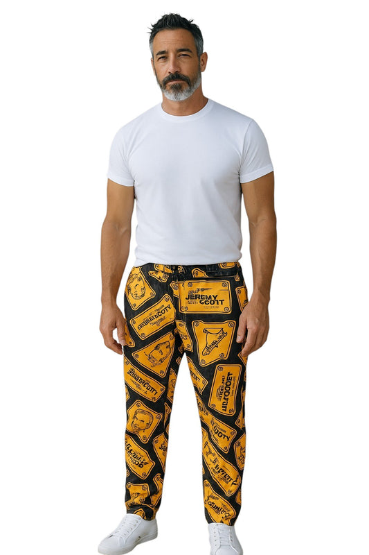 JEREMY SCOTT X ADIDAS- NWT Graphic Print Joggers, Size Medium