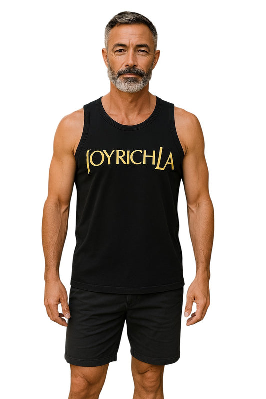 JOYRICH- Black Logo Tank Top, Size Large