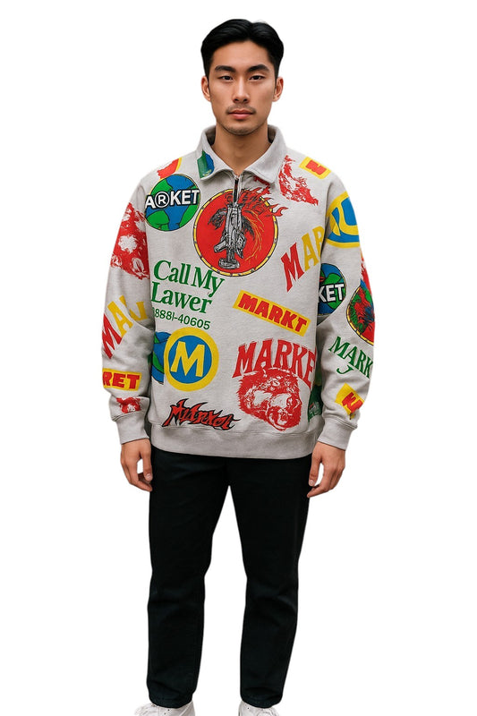 MARKET- NWT Multi Color Graphic Print Sweat Shirt, Size 2XL