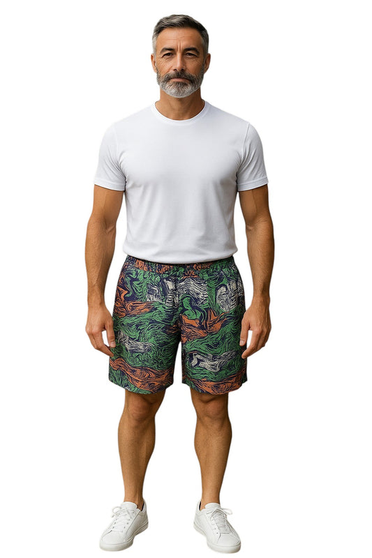 MOSCHINO COUTURE- Multi Color Silk Print Shorts,Waist 32