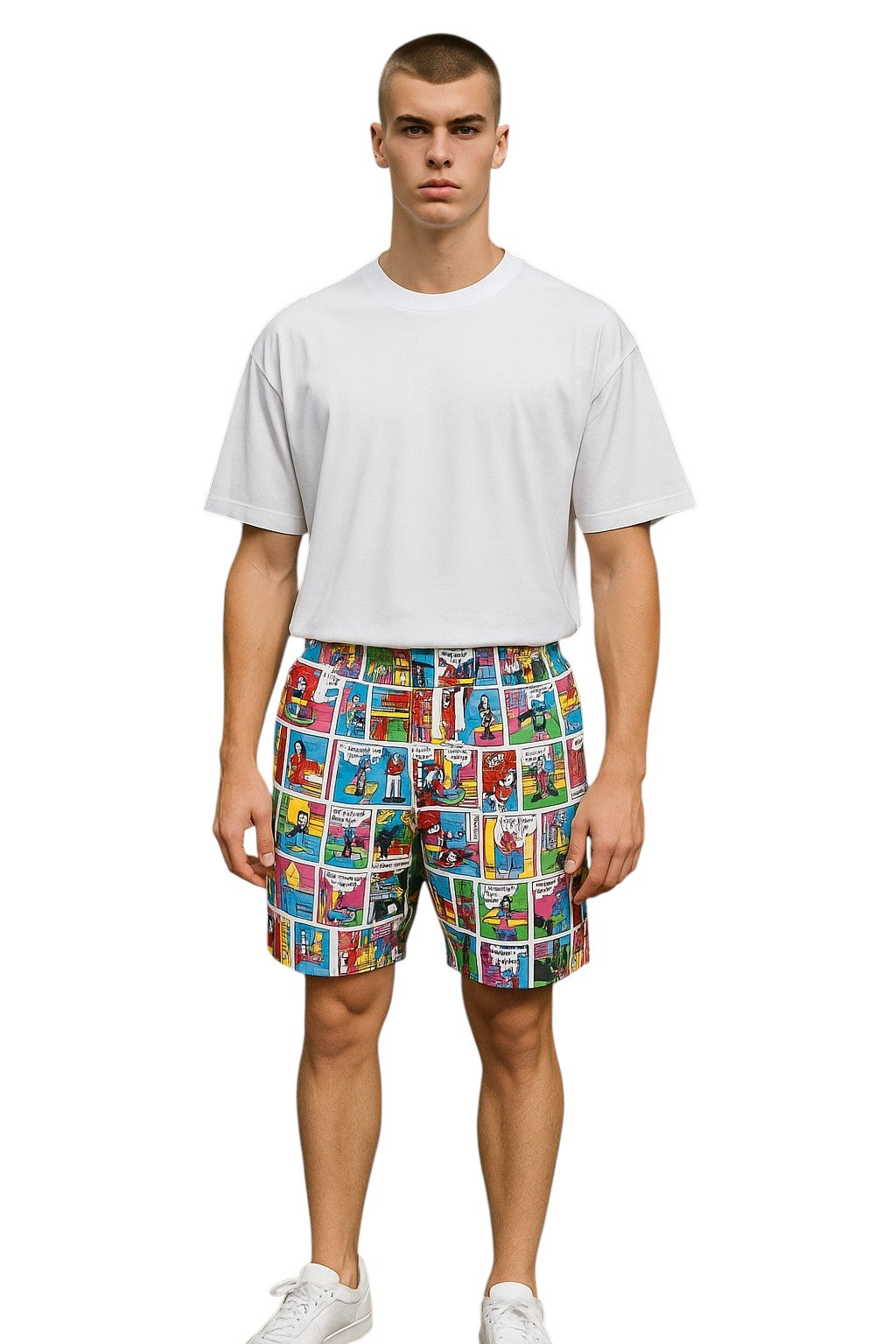 MOSCHINO COUTURE- 2022 Comic Strip Print Shorts, Waist-32