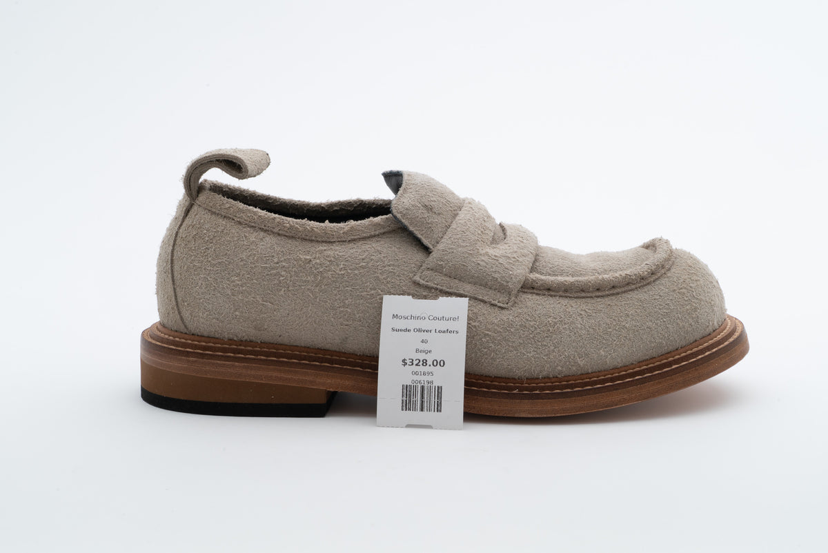 MOSCHINO COUTURE! - Suede Oliver Loafers, Beige, Multiple Sizes Available
