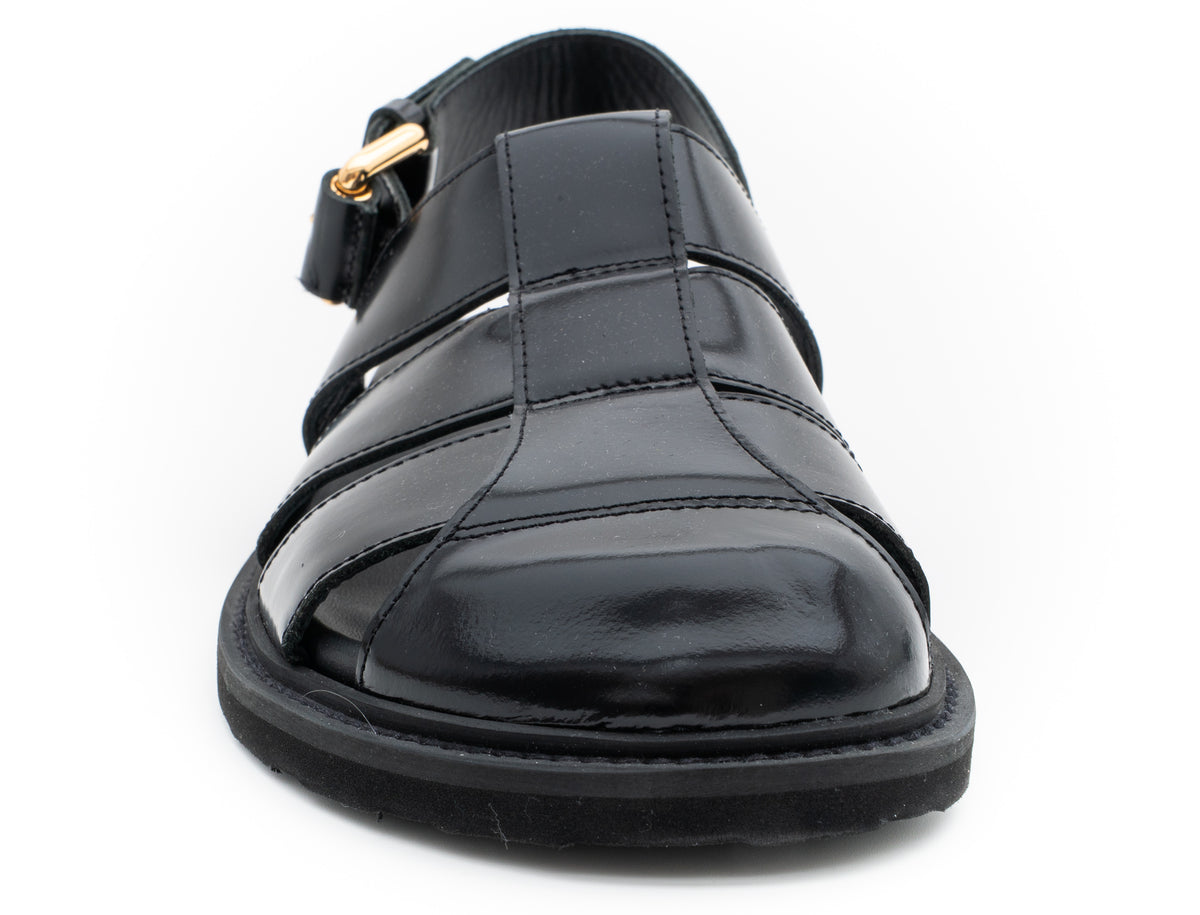 MOSCHINO COUTURE! - Leather Sling Back Brogues, Black, Size 46