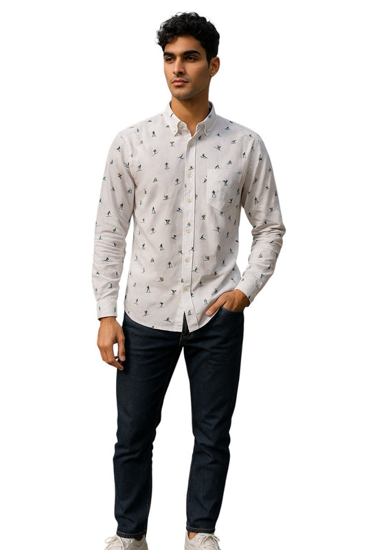 COMME DES GARCONS- NWT 2015 Surf Print Cotton Shirt, Size Large