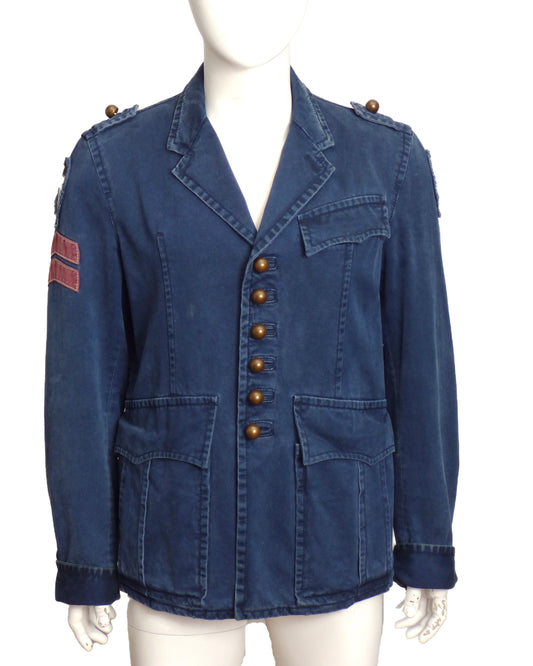 DSQUARED2- Blue Denim Military Style Jacket, Size Large