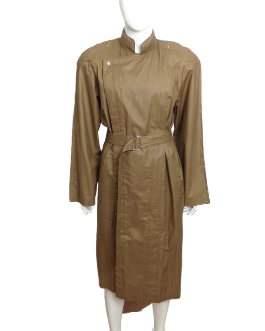 1980s Brown Cotton Trench Coat, Size-Large