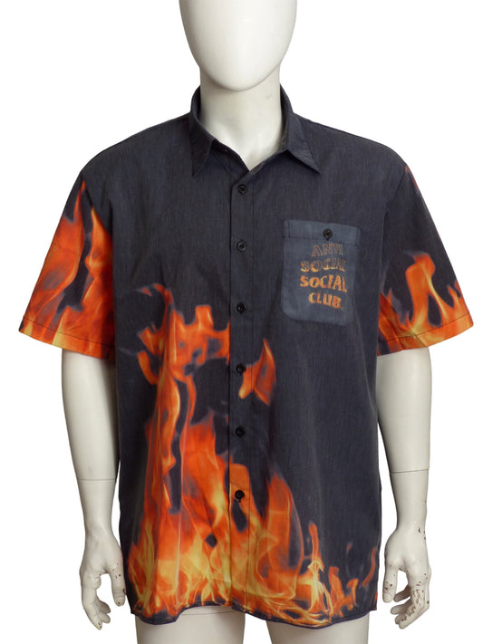 ANTI SOCIAL SOCIAL CLUB-Rockabilly Flame Shirt, Size-2XL