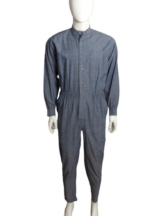 ISSEY MIYAKE- 1980s Blue Cotton Coveralls, Size Small