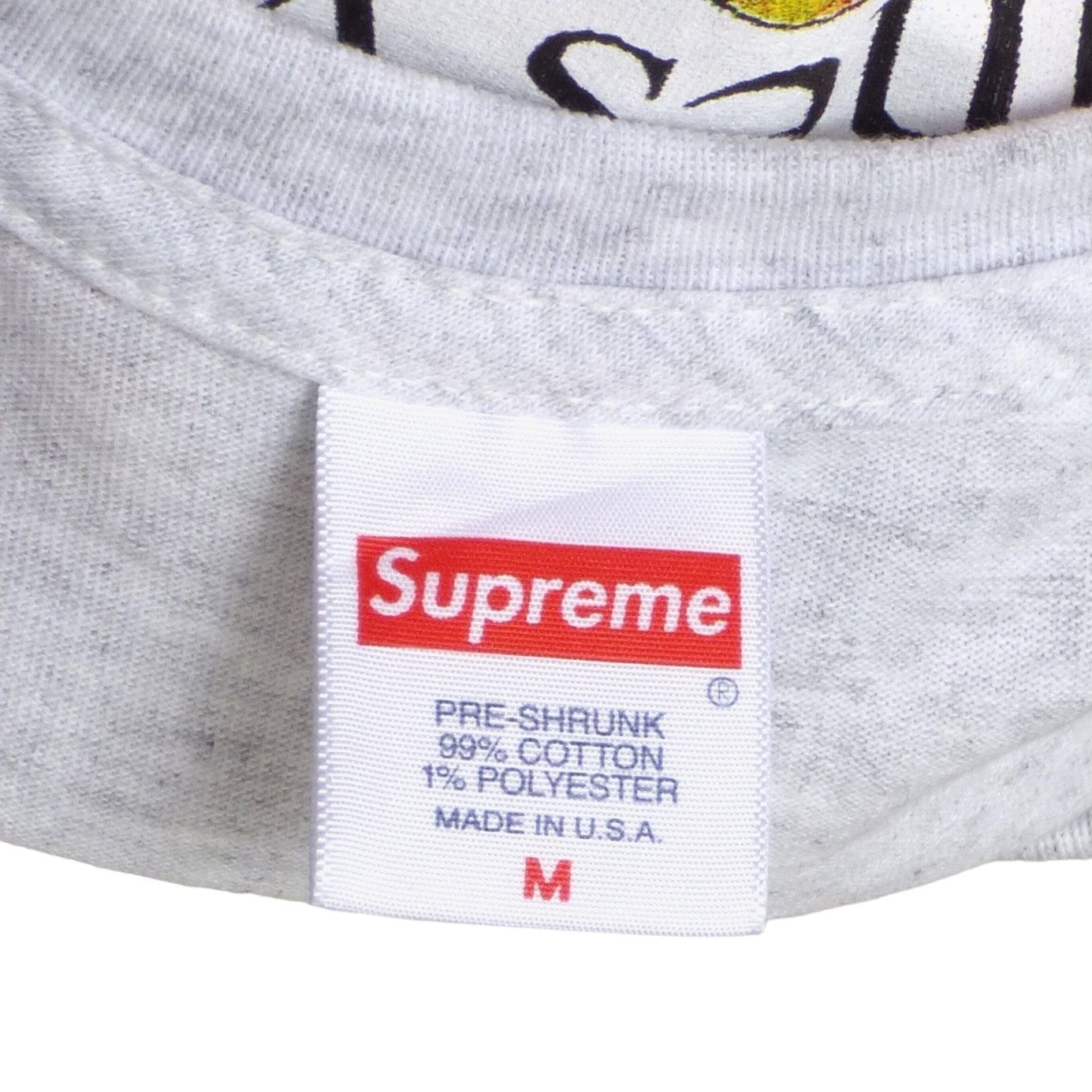 SUPREME- 2023 Gray Static Graphic T-Shirt, Size Medium