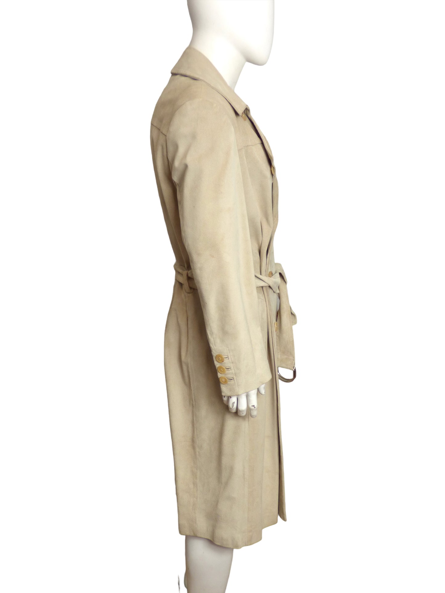 GUCCI- 1990s Beige Suede Over Coat, Size-Large