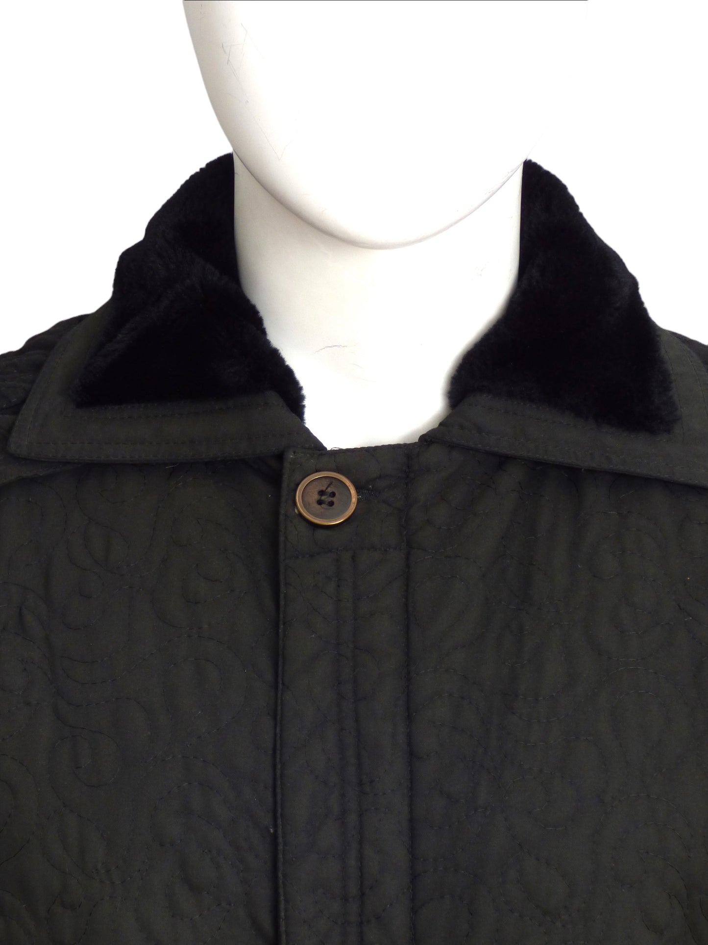 VERSUS VERSACE-1990s Black Quilted Coat, Size- X Large